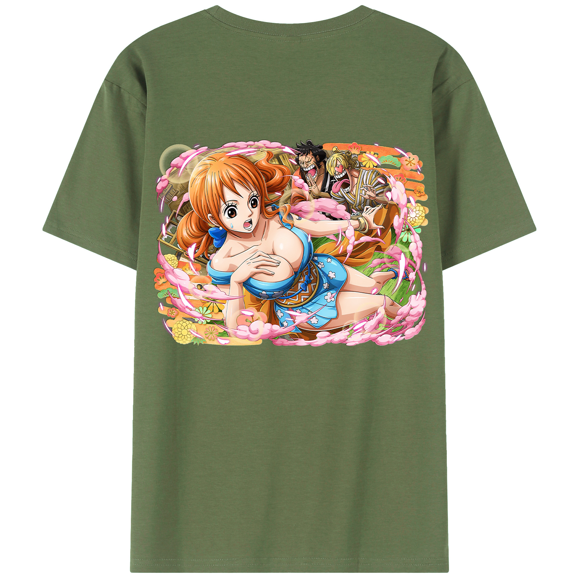 （画像用） ワンピース ナミ ONE PIECE Nami 綿100％ メンズ半袖Tシャツ（バックプリント） 通気性